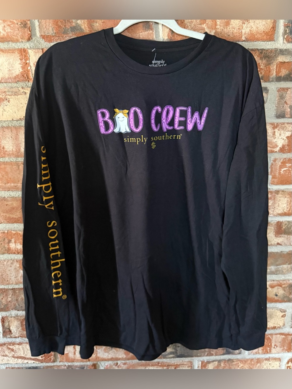 Simply Southern Black Long Sleeve 'Boo Crew' Graphic Tee with Purple Accents